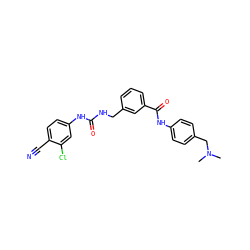 CN(C)Cc1ccc(NC(=O)c2cccc(CNC(=O)Nc3ccc(C#N)c(Cl)c3)c2)cc1 ZINC000045338241