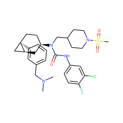 CN(C)Cc1cccc([C@]23CC[C@@H](N(CC4CCN(S(C)(=O)=O)CC4)C(=O)Nc4ccc(F)c(Cl)c4)C[C@H]2C3)c1 ZINC000028650177