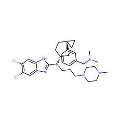 CN(C)Cc1cccc([C@]23CC[C@@H](N(CCCN4CCN(C)CC4)c4nc5cc(Cl)c(Cl)cc5[nH]4)C[C@H]2C3)c1 ZINC000036351705