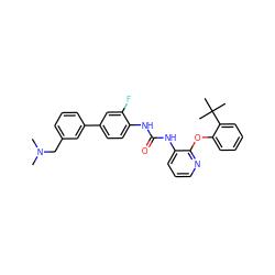CN(C)Cc1cccc(-c2ccc(NC(=O)Nc3cccnc3Oc3ccccc3C(C)(C)C)c(F)c2)c1 ZINC000096269946