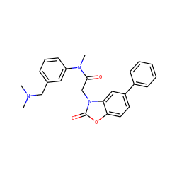 CN(C)Cc1cccc(N(C)C(=O)Cn2c(=O)oc3ccc(-c4ccccc4)cc32)c1 ZINC000084732540