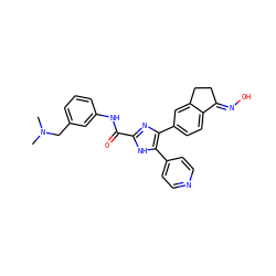 CN(C)Cc1cccc(NC(=O)c2nc(-c3ccc4c(c3)CC/C4=N\O)c(-c3ccncc3)[nH]2)c1 ZINC000040403702