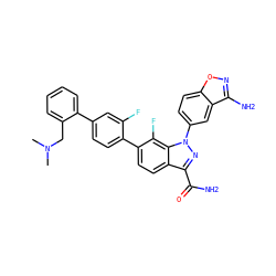 CN(C)Cc1ccccc1-c1ccc(-c2ccc3c(C(N)=O)nn(-c4ccc5onc(N)c5c4)c3c2F)c(F)c1 ZINC000028964221