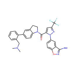 CN(C)Cc1ccccc1-c1ccc2c(c1)CCN2C(=O)c1cc(C(F)(F)F)nn1-c1ccc2onc(N)c2c1 ZINC000028959507