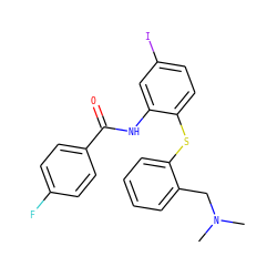 CN(C)Cc1ccccc1Sc1ccc(I)cc1NC(=O)c1ccc(F)cc1 ZINC000040950082