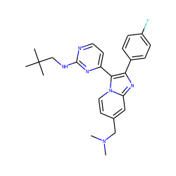 CN(C)Cc1ccn2c(-c3ccnc(NCC(C)(C)C)n3)c(-c3ccc(F)cc3)nc2c1 ZINC000036160910