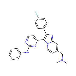 CN(C)Cc1ccn2c(-c3ccnc(Nc4ccccc4)n3)c(-c3ccc(F)cc3)nc2c1 ZINC000028822164