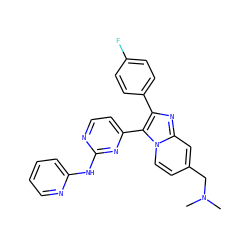 CN(C)Cc1ccn2c(-c3ccnc(Nc4ccccn4)n3)c(-c3ccc(F)cc3)nc2c1 ZINC000028963713
