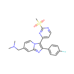 CN(C)Cc1ccn2c(-c3ccnc(S(C)(=O)=O)n3)c(-c3ccc(F)cc3)nc2c1 ZINC000028963755