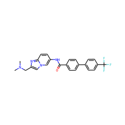 CN(C)Cc1cn2cc(NC(=O)c3ccc(-c4ccc(C(F)(F)F)cc4)cc3)ccc2n1 ZINC000043069301