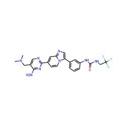 CN(C)Cc1cnc(-c2ccn3c(-c4cccc(NC(=O)NCC(F)(F)F)c4)cnc3c2)nc1N ZINC000169704709