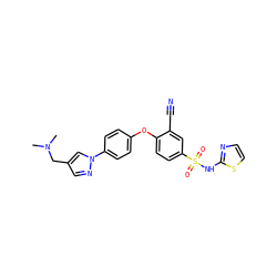 CN(C)Cc1cnn(-c2ccc(Oc3ccc(S(=O)(=O)Nc4nccs4)cc3C#N)cc2)c1 ZINC000095582102