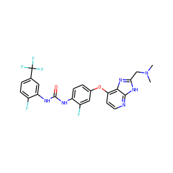 CN(C)Cc1nc2c(Oc3ccc(NC(=O)Nc4cc(C(F)(F)F)ccc4F)c(F)c3)ccnc2[nH]1 ZINC000058538419