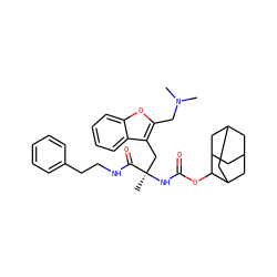 CN(C)Cc1oc2ccccc2c1C[C@@](C)(NC(=O)OC1C2CC3CC(C2)CC1C3)C(=O)NCCc1ccccc1 ZINC000026153008
