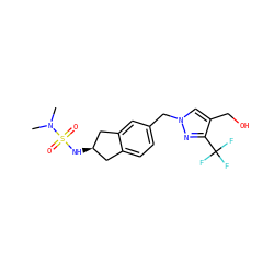 CN(C)S(=O)(=O)N[C@@H]1Cc2ccc(Cn3cc(CO)c(C(F)(F)F)n3)cc2C1 ZINC000066258443
