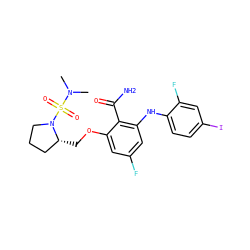 CN(C)S(=O)(=O)N1CCC[C@H]1COc1cc(F)cc(Nc2ccc(I)cc2F)c1C(N)=O ZINC000096905646