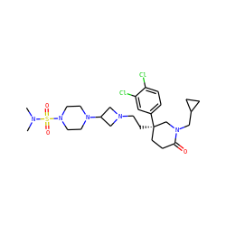 CN(C)S(=O)(=O)N1CCN(C2CN(CC[C@@]3(c4ccc(Cl)c(Cl)c4)CCC(=O)N(CC4CC4)C3)C2)CC1 ZINC000027563249