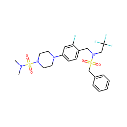 CN(C)S(=O)(=O)N1CCN(c2ccc(CN(CC(F)(F)F)S(=O)(=O)Cc3ccccc3)c(F)c2)CC1 ZINC000147230838