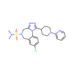 CN(C)S(=O)(=O)N1Cc2cc(Cl)ccc2-n2c(nnc2C2CCN(c3ccccn3)CC2)C1 ZINC000003986520
