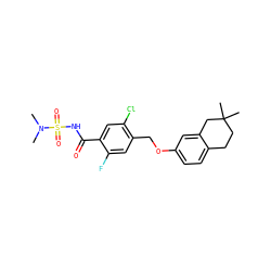 CN(C)S(=O)(=O)NC(=O)c1cc(Cl)c(COc2ccc3c(c2)CC(C)(C)CC3)cc1F ZINC000216205186