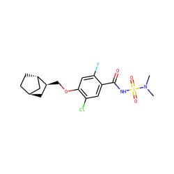 CN(C)S(=O)(=O)NC(=O)c1cc(Cl)c(OC[C@H]2C[C@H]3CC[C@H]2C3)cc1F ZINC000261192482