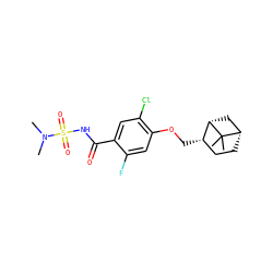 CN(C)S(=O)(=O)NC(=O)c1cc(Cl)c(OC[C@H]2CC[C@H]3C[C@@H]2C3(C)C)cc1F ZINC000216198473