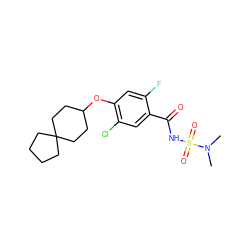 CN(C)S(=O)(=O)NC(=O)c1cc(Cl)c(OC2CCC3(CCCC3)CC2)cc1F ZINC000216201406