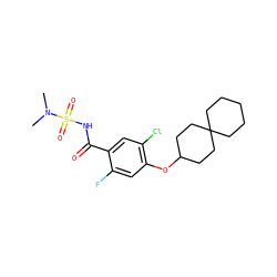 CN(C)S(=O)(=O)NC(=O)c1cc(Cl)c(OC2CCC3(CCCCC3)CC2)cc1F ZINC000216201343