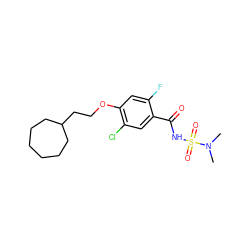 CN(C)S(=O)(=O)NC(=O)c1cc(Cl)c(OCCC2CCCCCC2)cc1F ZINC000216201650