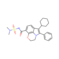 CN(C)S(=O)(=O)NC(=O)c1ccc2c(C3CCCCC3)c(-c3ccccc3)n3c2c1OCC3 ZINC000118541682