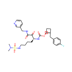 CN(C)S(=O)(=O)NCCCC[C@H](NC(=O)OCC1(Cc2ccc(F)cc2)CCC1)C(=O)C(=O)NCc1cccnc1 ZINC000028391153