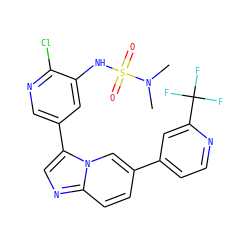 CN(C)S(=O)(=O)Nc1cc(-c2cnc3ccc(-c4ccnc(C(F)(F)F)c4)cn23)cnc1Cl ZINC000113756467