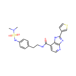 CN(C)S(=O)(=O)Nc1ccc(CCNC(=O)c2ccnc3nc(-c4ccsc4)[nH]c23)cc1 ZINC000084655529
