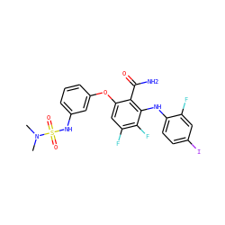 CN(C)S(=O)(=O)Nc1cccc(Oc2cc(F)c(F)c(Nc3ccc(I)cc3F)c2C(N)=O)c1 ZINC000115260136