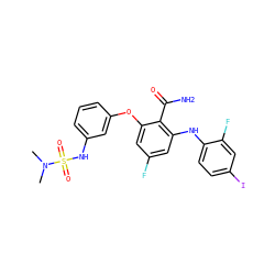 CN(C)S(=O)(=O)Nc1cccc(Oc2cc(F)cc(Nc3ccc(I)cc3F)c2C(N)=O)c1 ZINC000096905629