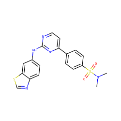 CN(C)S(=O)(=O)c1ccc(-c2ccnc(Nc3ccc4ncsc4c3)n2)cc1 ZINC000029042688