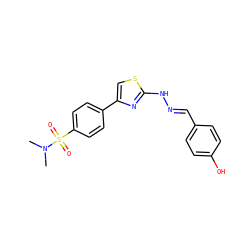 CN(C)S(=O)(=O)c1ccc(-c2csc(N/N=C/c3ccc(O)cc3)n2)cc1 ZINC000004888619