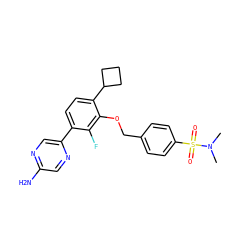 CN(C)S(=O)(=O)c1ccc(COc2c(C3CCC3)ccc(-c3cnc(N)cn3)c2F)cc1 ZINC000212175421
