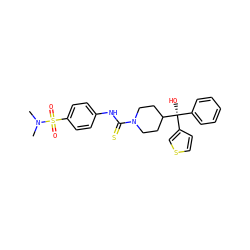 CN(C)S(=O)(=O)c1ccc(NC(=S)N2CCC([C@@](O)(c3ccccc3)c3ccsc3)CC2)cc1 ZINC000084758251