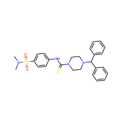 CN(C)S(=O)(=O)c1ccc(NC(=S)N2CCN(C(c3ccccc3)c3ccccc3)CC2)cc1 ZINC000084758244