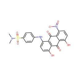 CN(C)S(=O)(=O)c1ccc(Nc2ccc(O)c3c2C(=O)c2c([N+](=O)[O-])ccc(O)c2C3=O)cc1 ZINC000033363604