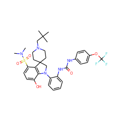 CN(C)S(=O)(=O)c1ccc(O)c2c1C1(CCN(CC(C)(C)C)CC1)CN2c1ccccc1NC(=O)Nc1ccc(OC(F)(F)F)cc1 ZINC000169348359