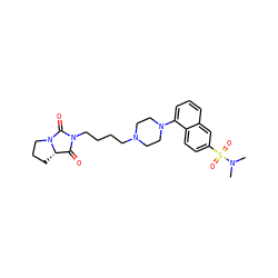 CN(C)S(=O)(=O)c1ccc2c(N3CCN(CCCCN4C(=O)[C@@H]5CCCN5C4=O)CC3)cccc2c1 ZINC000071294505