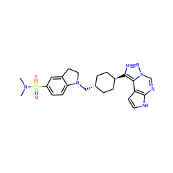 CN(C)S(=O)(=O)c1ccc2c(c1)CCN2C[C@H]1CC[C@H](c2nnn3cnc4[nH]ccc4c23)CC1 ZINC001772621728