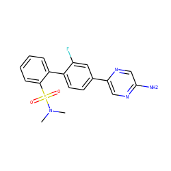 CN(C)S(=O)(=O)c1ccccc1-c1ccc(-c2cnc(N)cn2)cc1F ZINC000224832293
