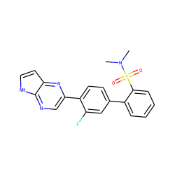 CN(C)S(=O)(=O)c1ccccc1-c1ccc(-c2cnc3[nH]ccc3n2)c(F)c1 ZINC000224793222