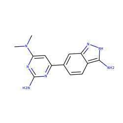 CN(C)c1cc(-c2ccc3c(N)[nH]nc3c2)nc(N)n1 ZINC000071318834