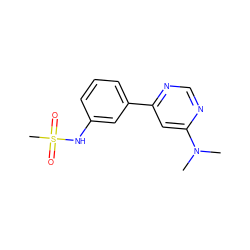 CN(C)c1cc(-c2cccc(NS(C)(=O)=O)c2)ncn1 ZINC000004257418