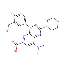CN(C)c1cc(C(=O)O)nc2c(-c3ccc(F)c(CO)c3)nc(N3CCOCC3)nc12 ZINC000143065420