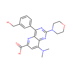 CN(C)c1cc(C(=O)O)nc2c(-c3cccc(CO)c3)nc(N3CCOCC3)nc12 ZINC000143039724